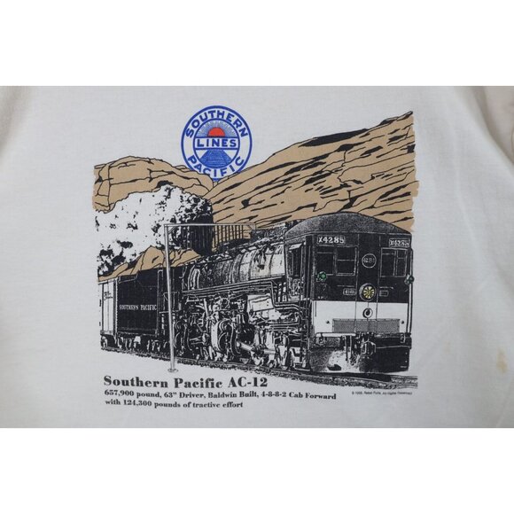Vtg 90s Streetwear Mens Large Distressed Southern Pacific AC-12 Train T-Shirt - Picture 4 of 16